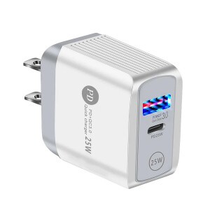 USB-C and USB-A Wall Charger 25W